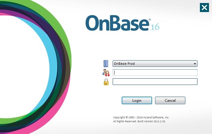 OnBase Login Screen