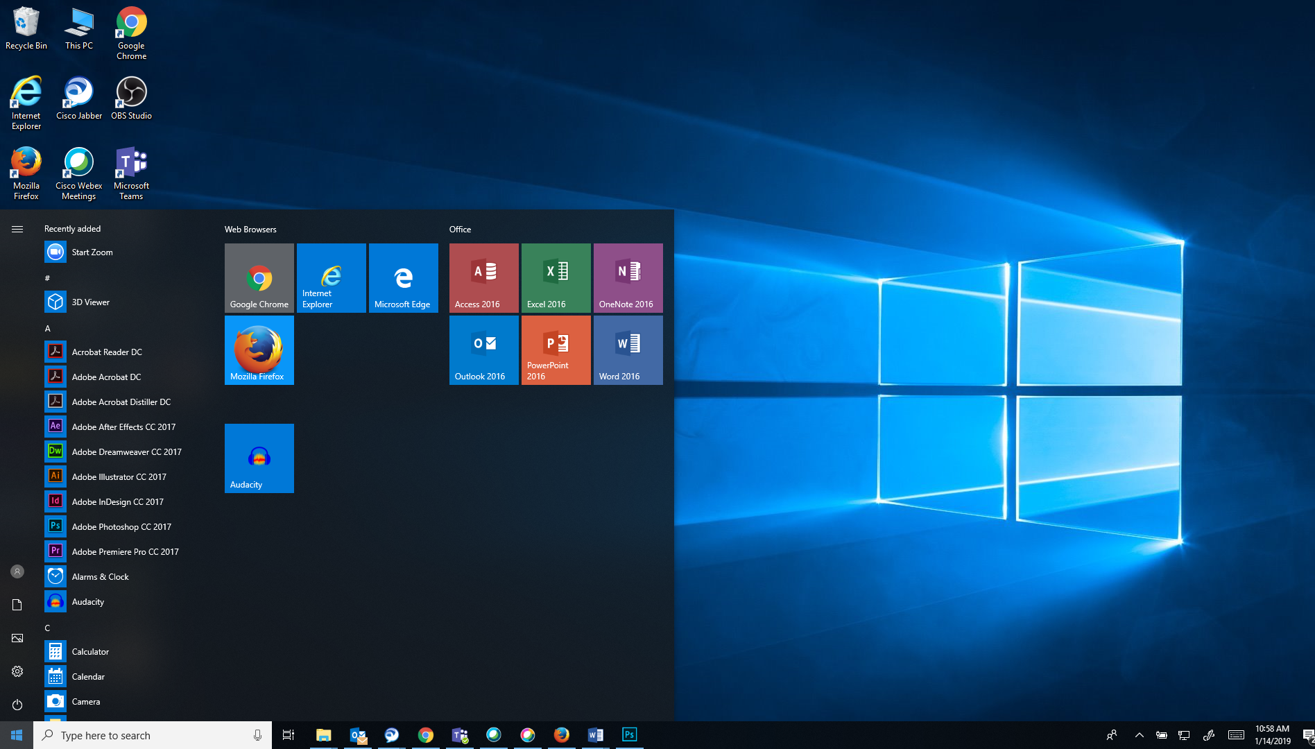 Windows 10 desktop