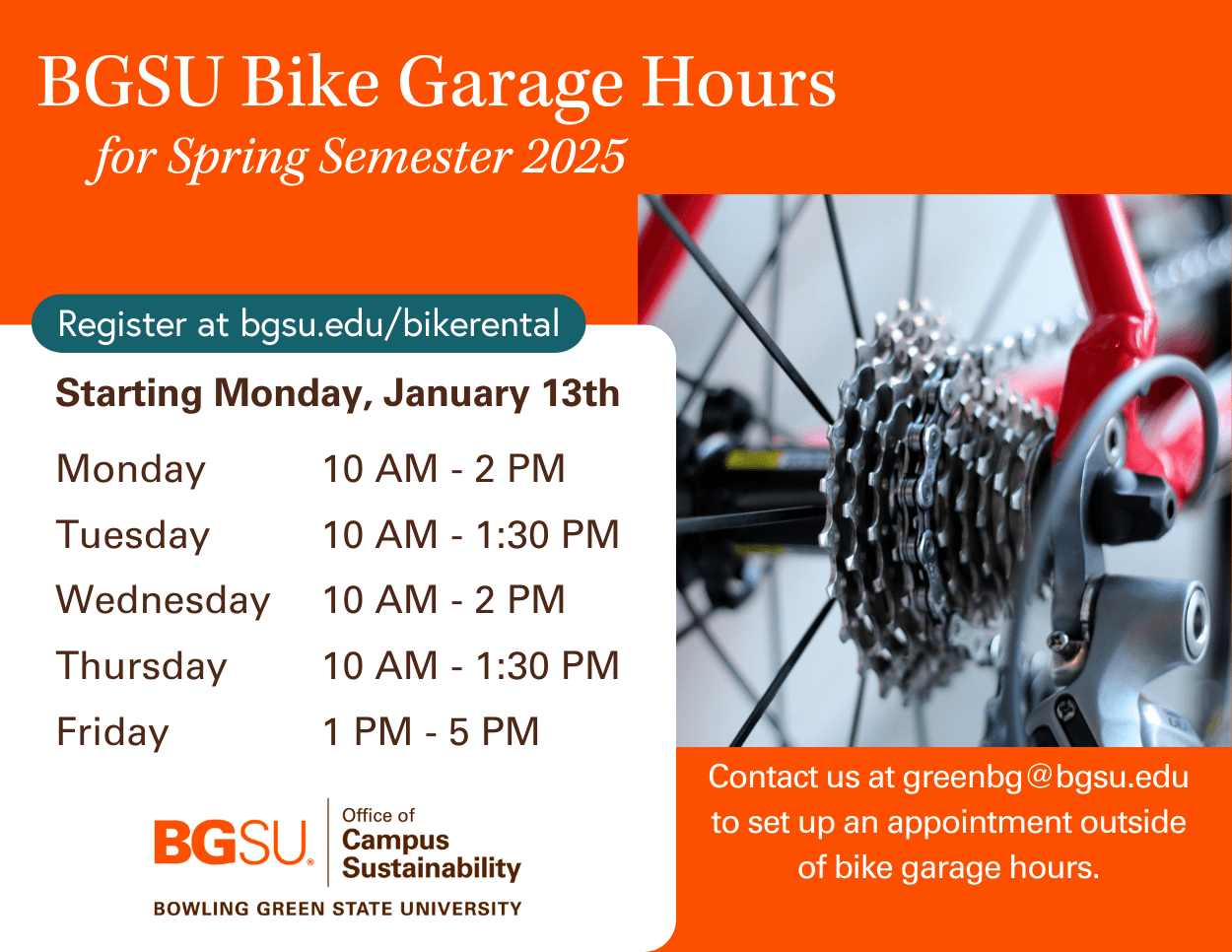 Bike Garage Spring 2025 - Bike Garage Spring Hours - Website