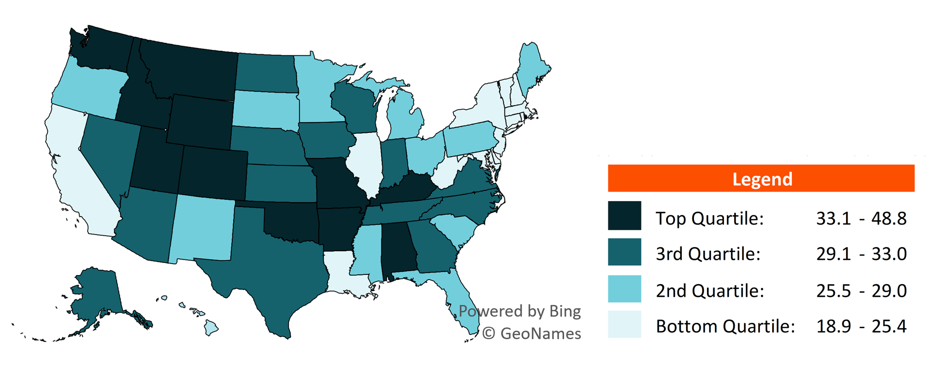 Marriage Rate in the U.S. Geographic Variation, 2021