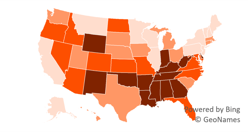 Divorce Rate in the U.S.: Geographic Variation, 2022