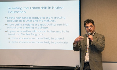 Prof. Amílcar Challú, Chair, Department of History, at thematic panel on El Centro: Proposed New Center of Latin American, Caribbean, and Latinx Studies at BGSU.