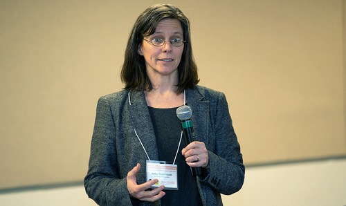 Prof. Amy Robinson, Associate Professor, Spanish in World Languages and Cultures, at thematic panel on El Centro: Proposed New Center of Latin American, Caribbean, and Latinx Studies at BGSU