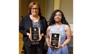 Outstanding Staff Award winner Ana Brown and Outstanding Undergraduate Student Award winner Sadi Troche