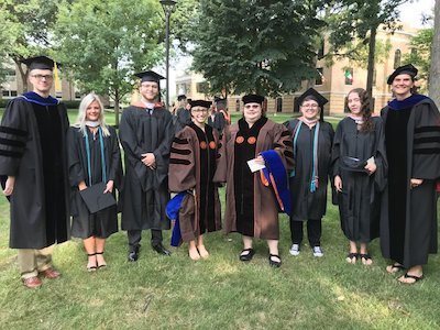 two faculty members and 6 Department of Sociology graduates during summer commencement