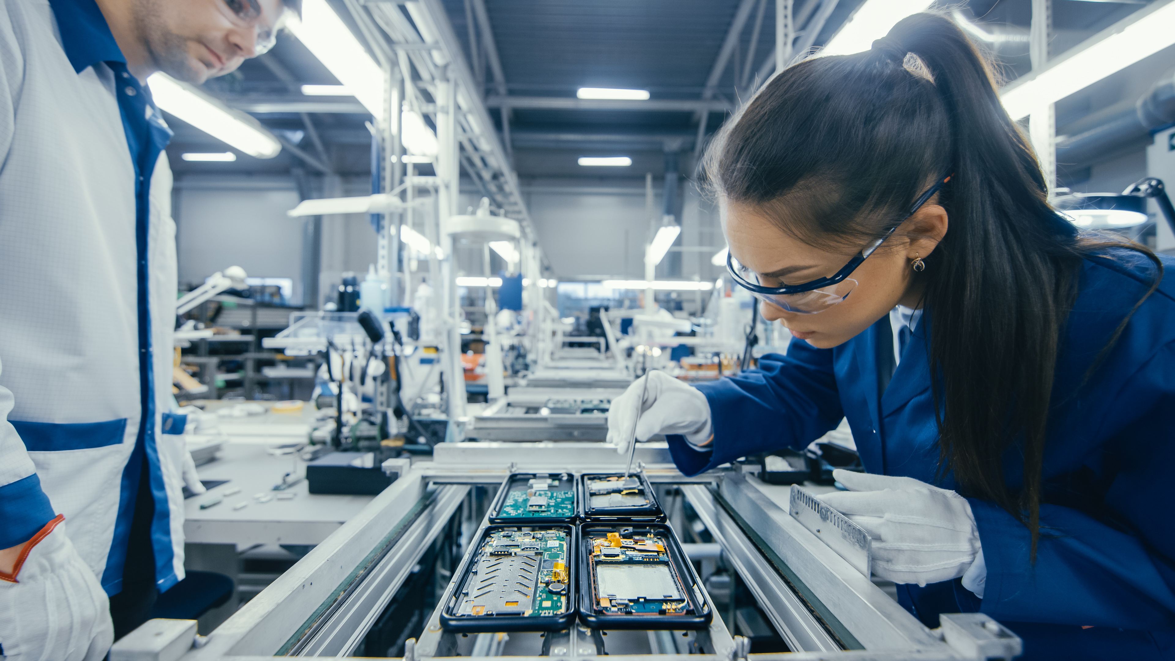 Manufacturing Student at workbench