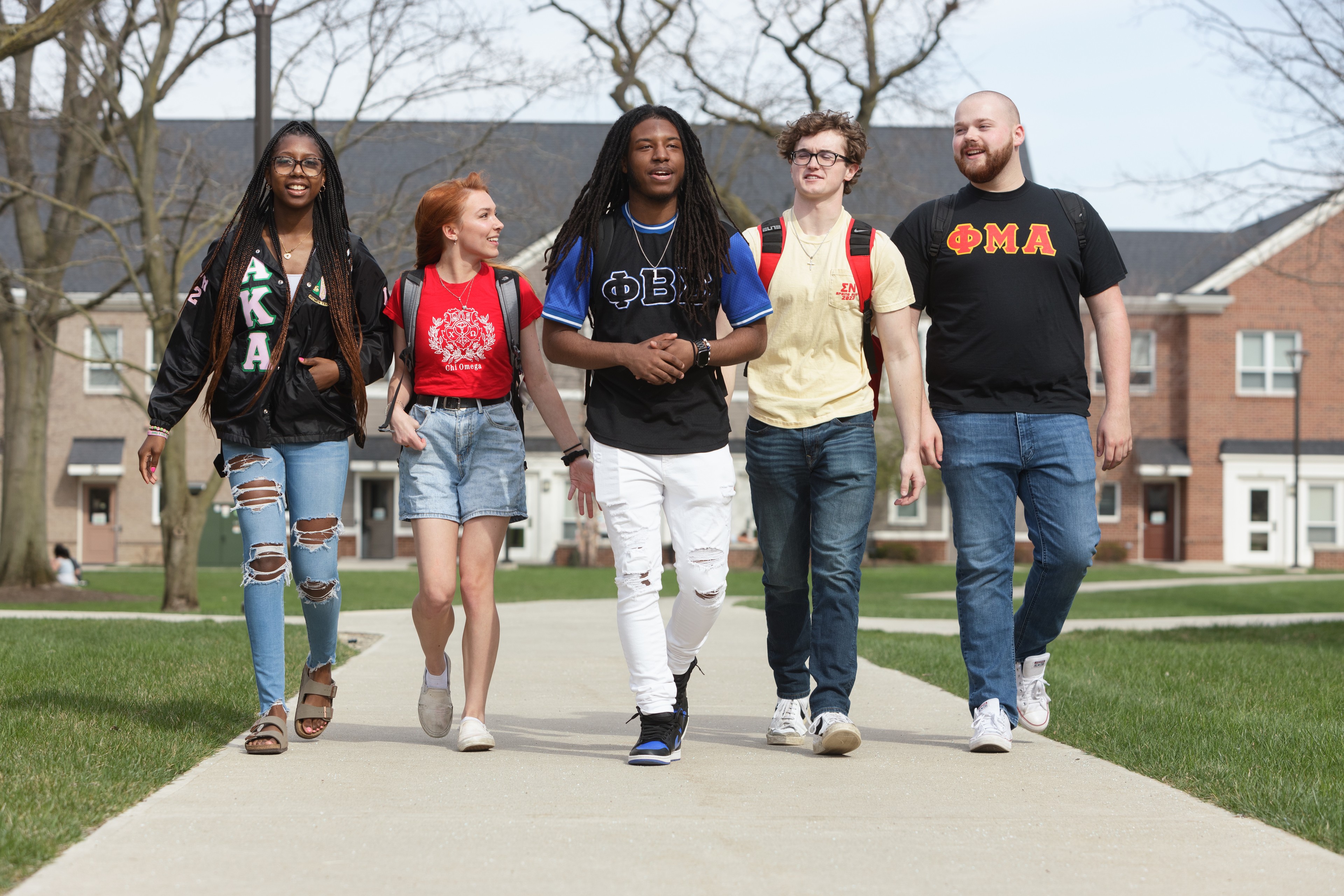 students walking on campus