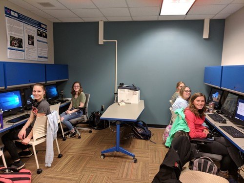 A few of our hard-working undergraduate students in the Interactional Aphasiology Lab