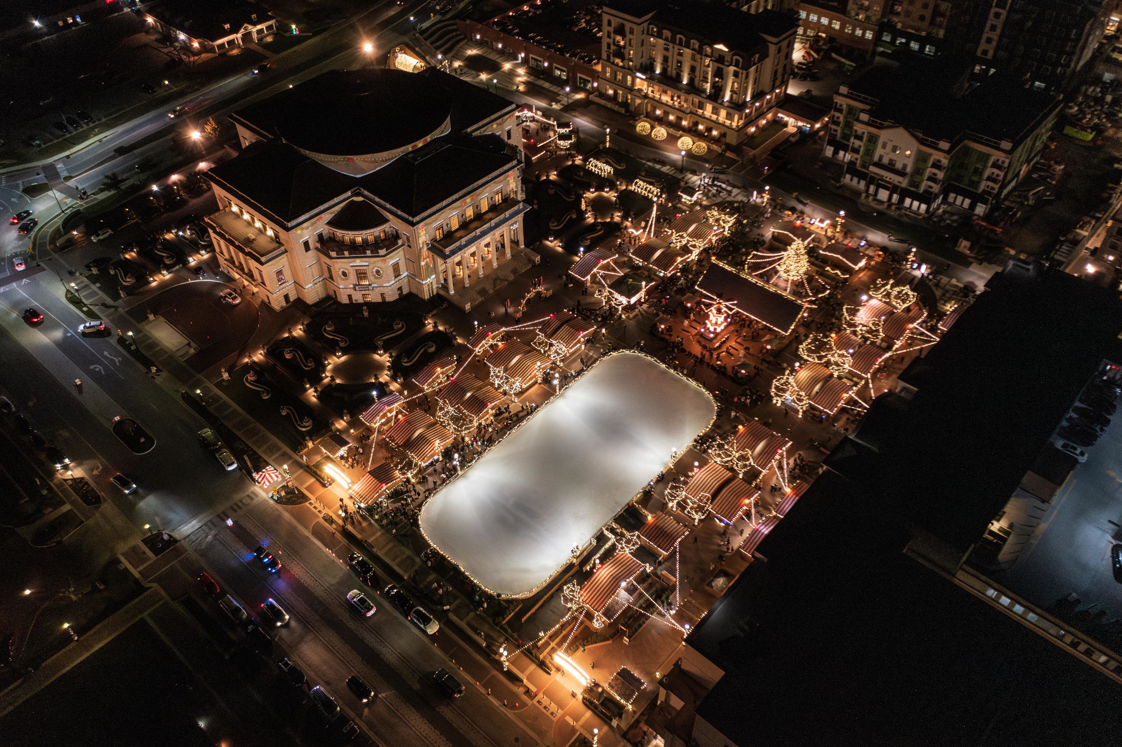 Aerial shot of the Christkindlmarkt