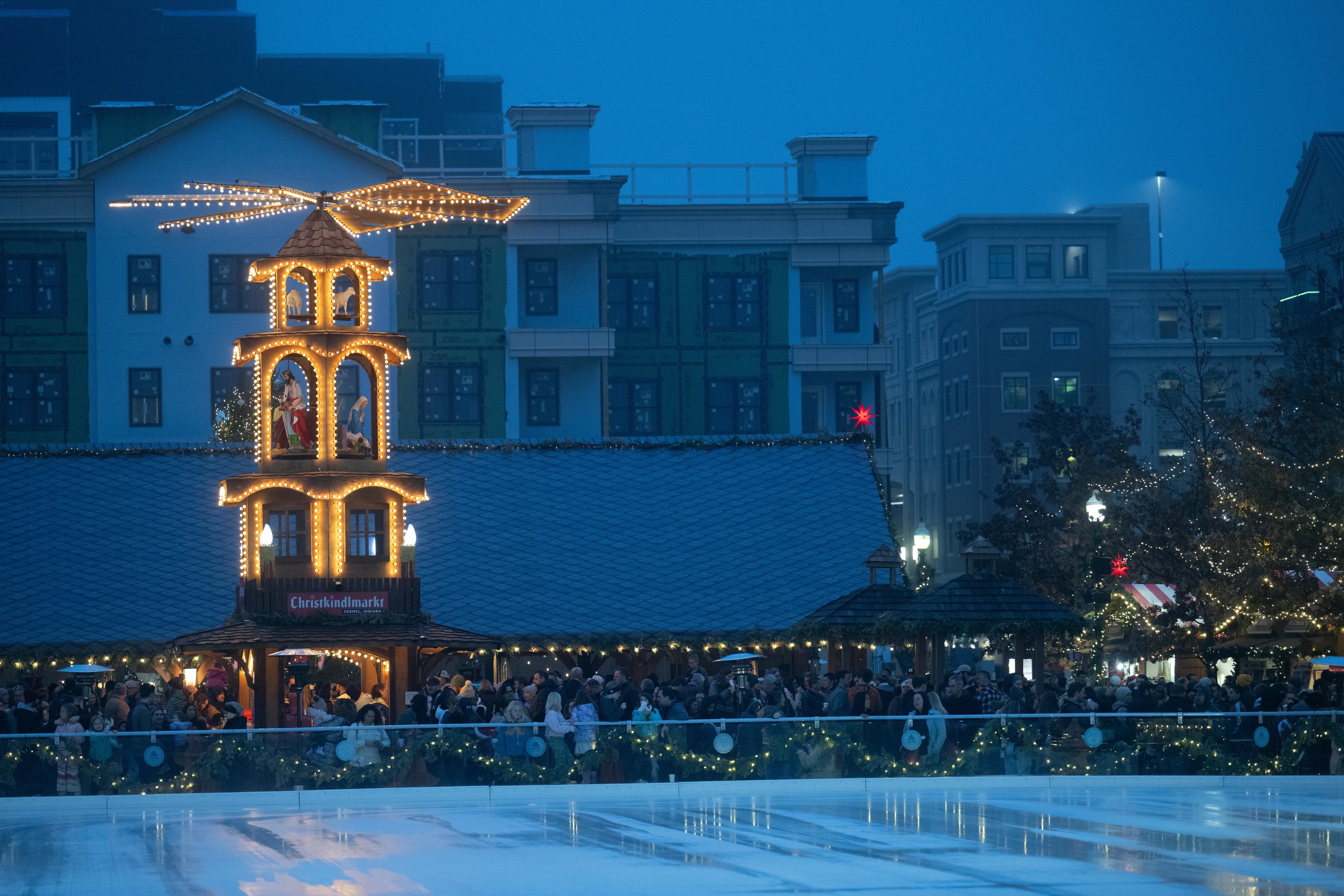 Giant Christmas pyramid and ice rink