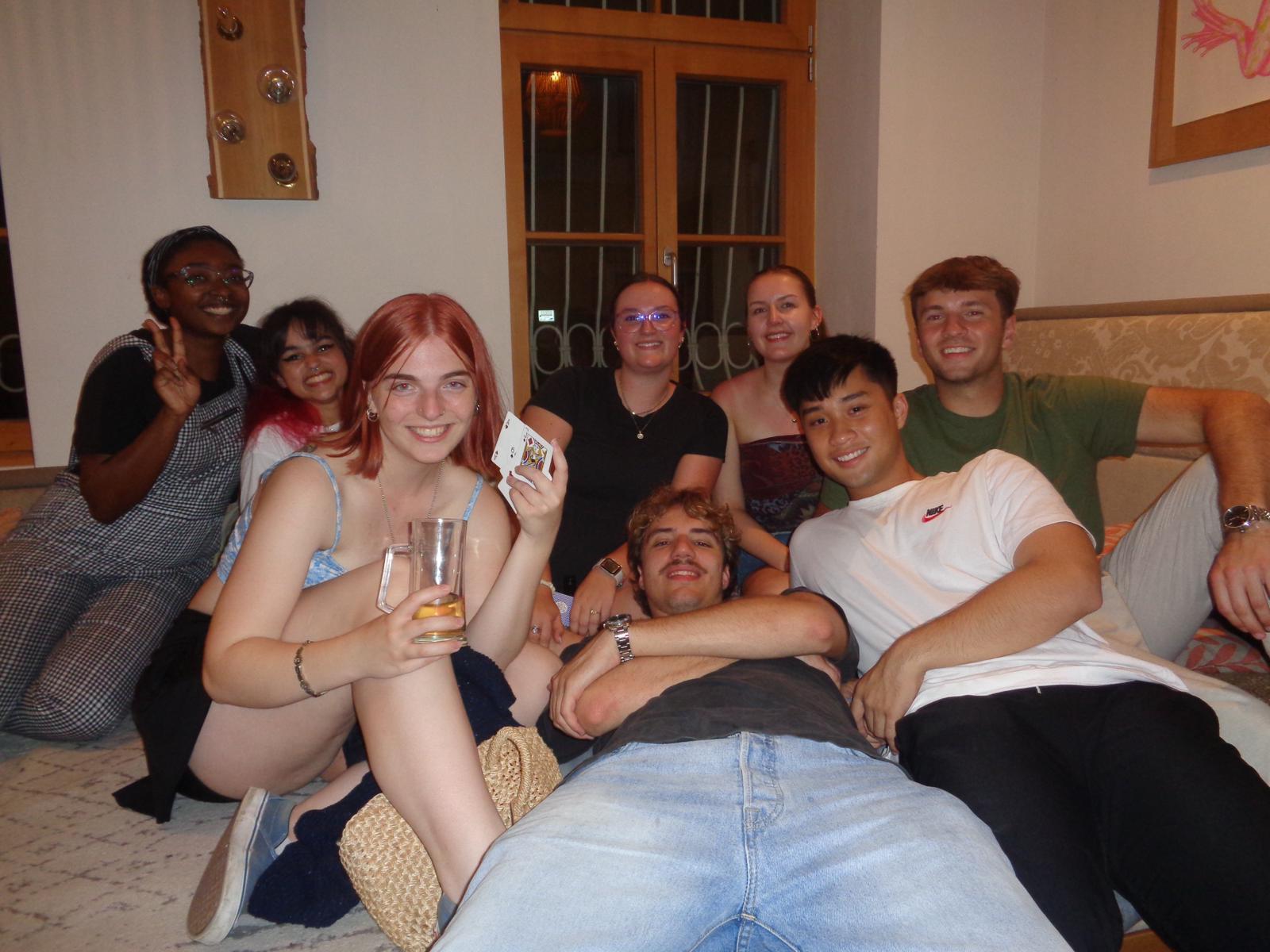 A group of students posing and smiling for the camera