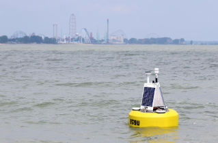 Drs. George Bullerjahn and Mike McKay, biology, are leading a team studying harmful algal blooms in Sandusky Bay. A special buoy with sensors attached was deployed in the bay July 1, 2015 to gather data, which will be uploaded by satellite link and sent directly to the team’s cell phones for real-time information.