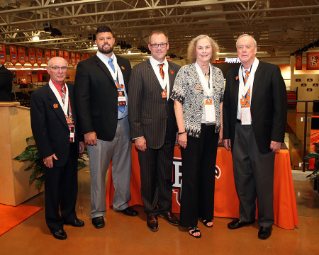 2015 Athletics Hall of Fame from left to right: Bill Jones '66, Kelly Hunt '14, Dan Bylsma '92, Marcia Saneholtz '64 and Jim Lessig '57, '67.