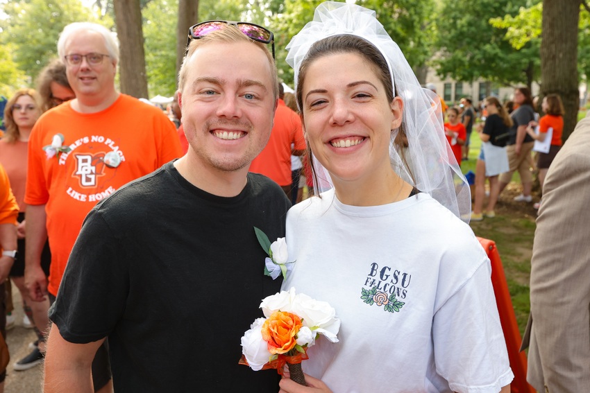 Hundreds of Falcon Flames renewed their wedding vows on Saturday in front of Prout Chapel. 