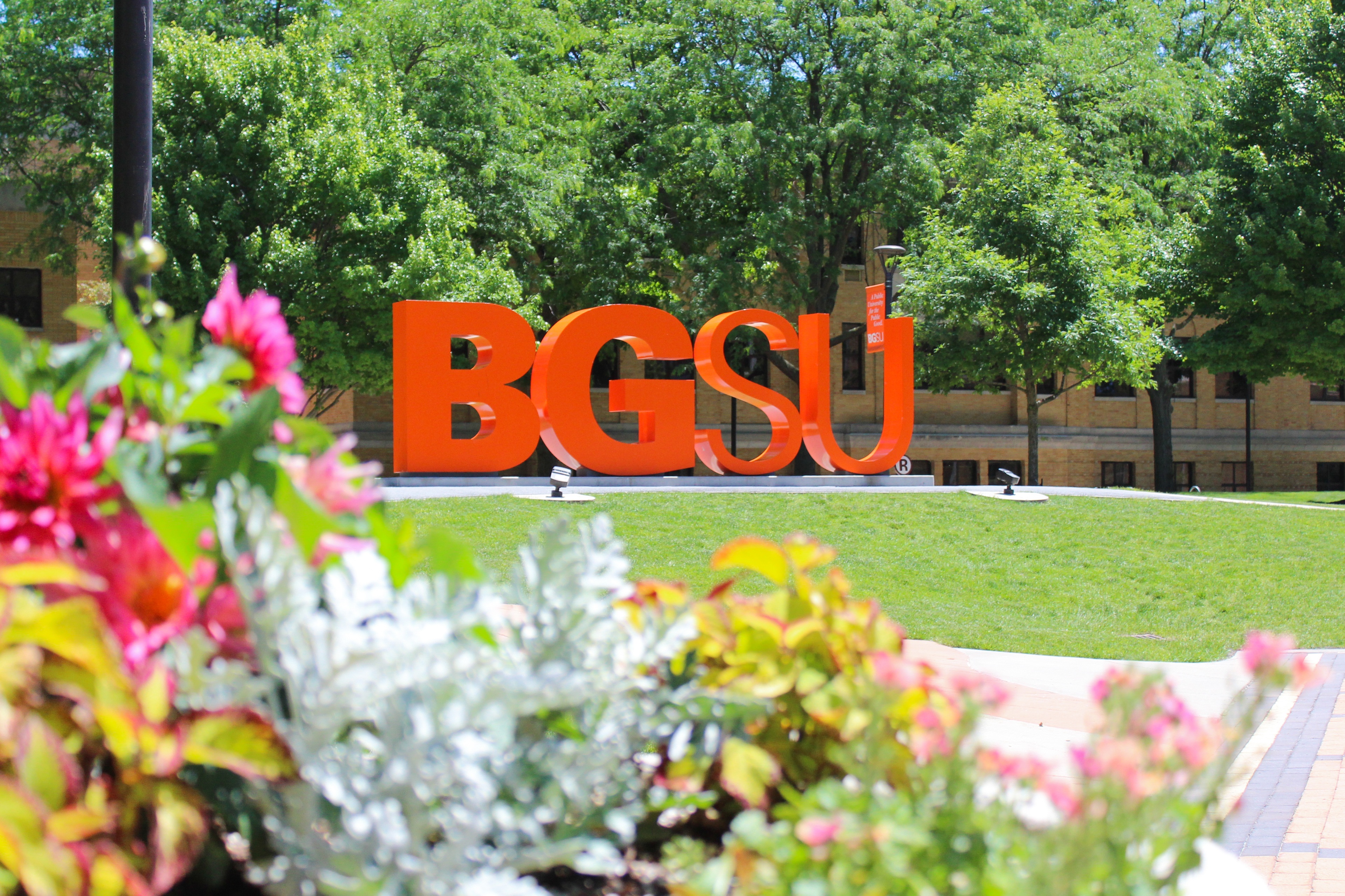 BGSU logo letters on the Bowling Green campus.