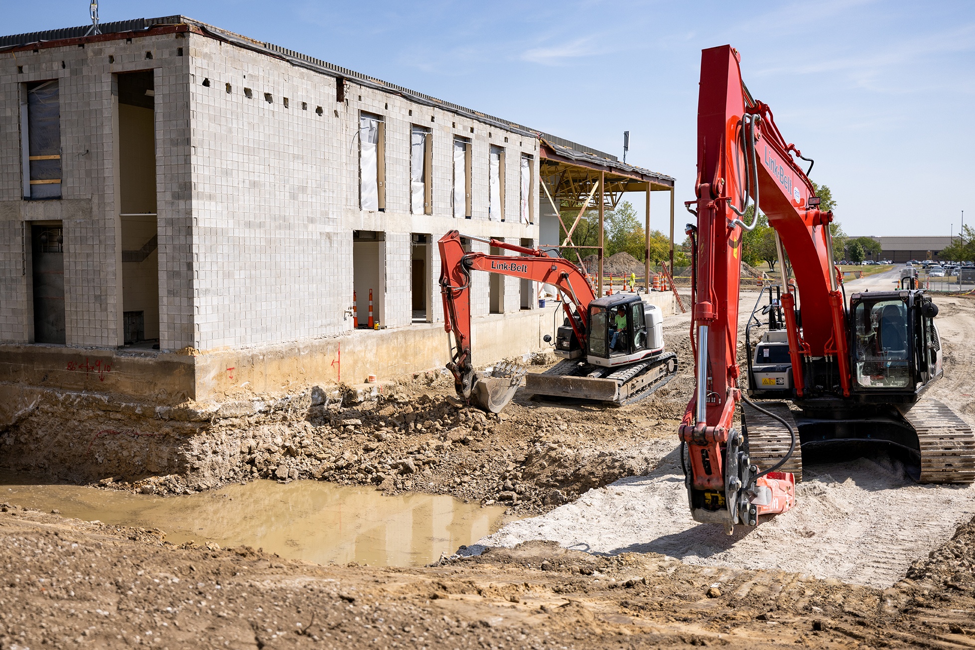 Construction equipment sits on construction site of future Technology Engineering Innovation Center