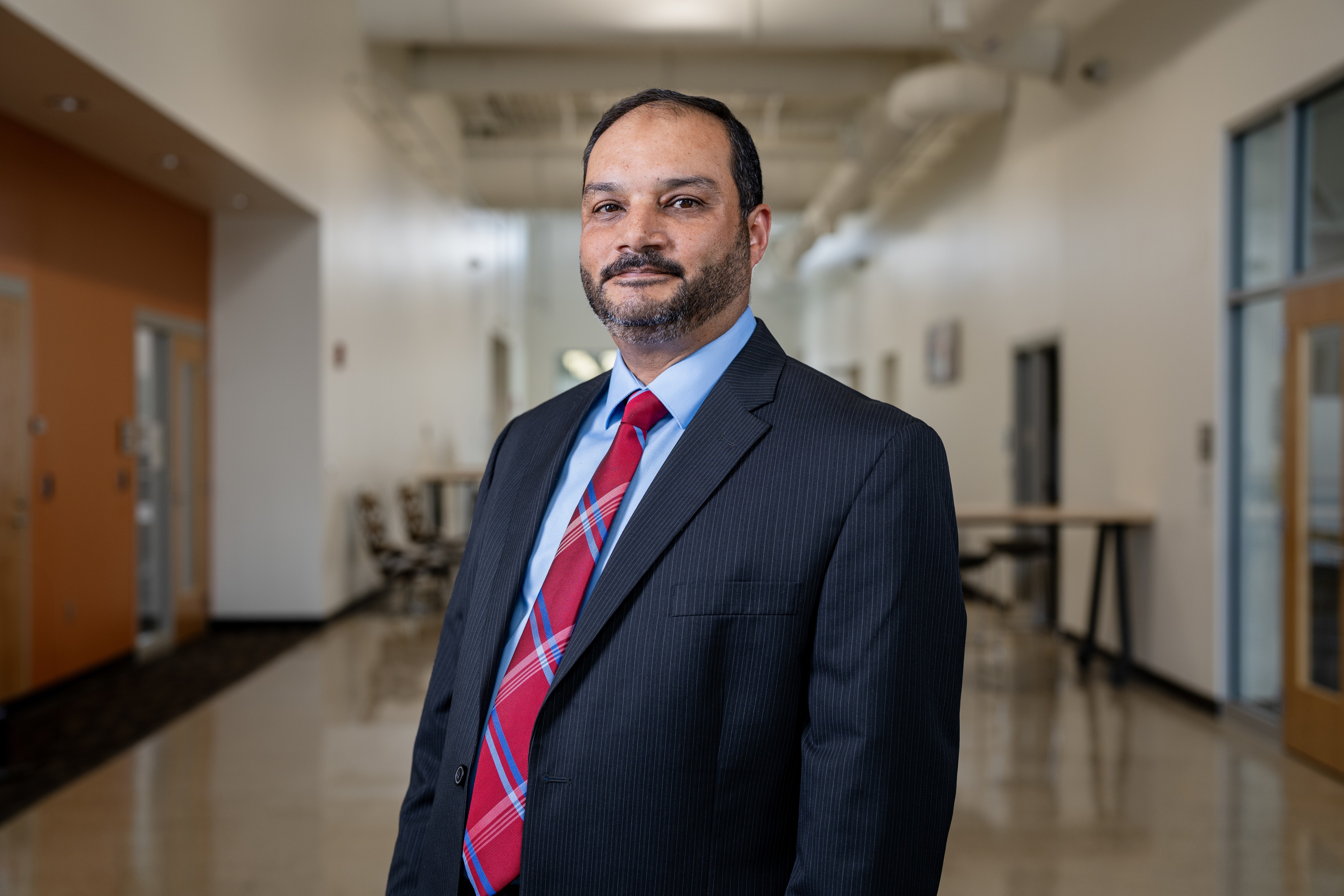 Dr. Wael Mokhtar poses for a photo in Kokosing Hall at BGSU.  