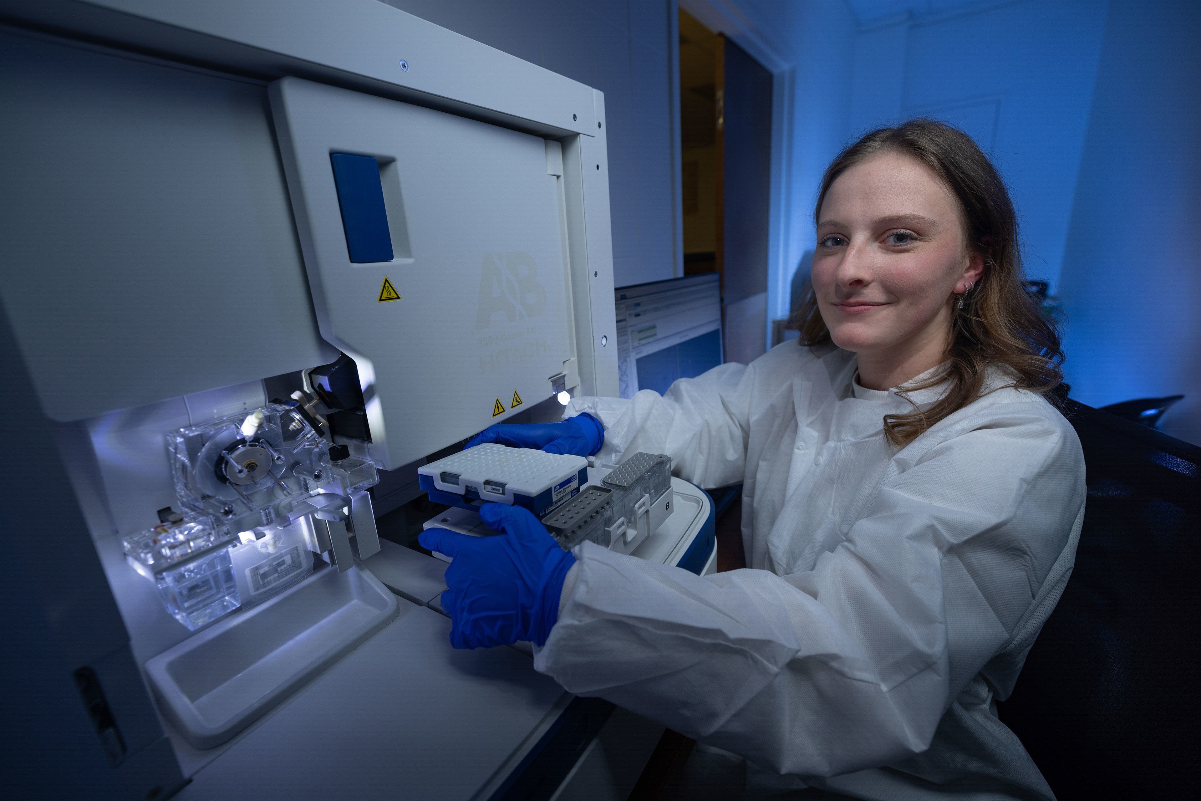 BGSU student Rachel Hedderman inside a forensic science lab.