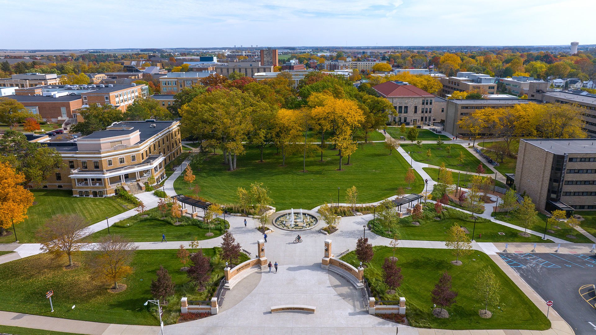 A drone shot of BGSU