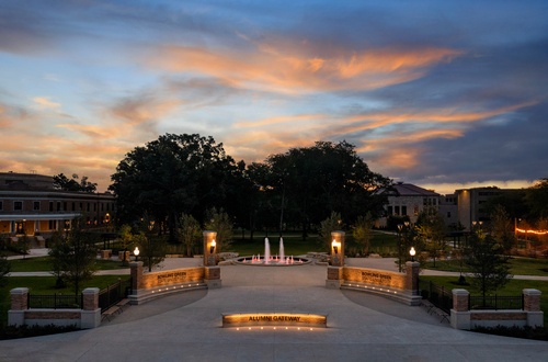 Fountain during sunrise