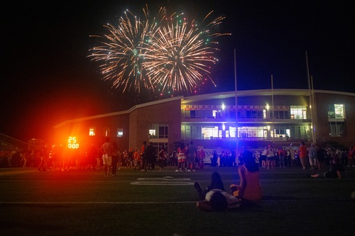 Students watching fireworks