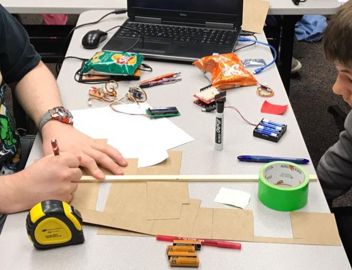 Manufacturing Student at workbench