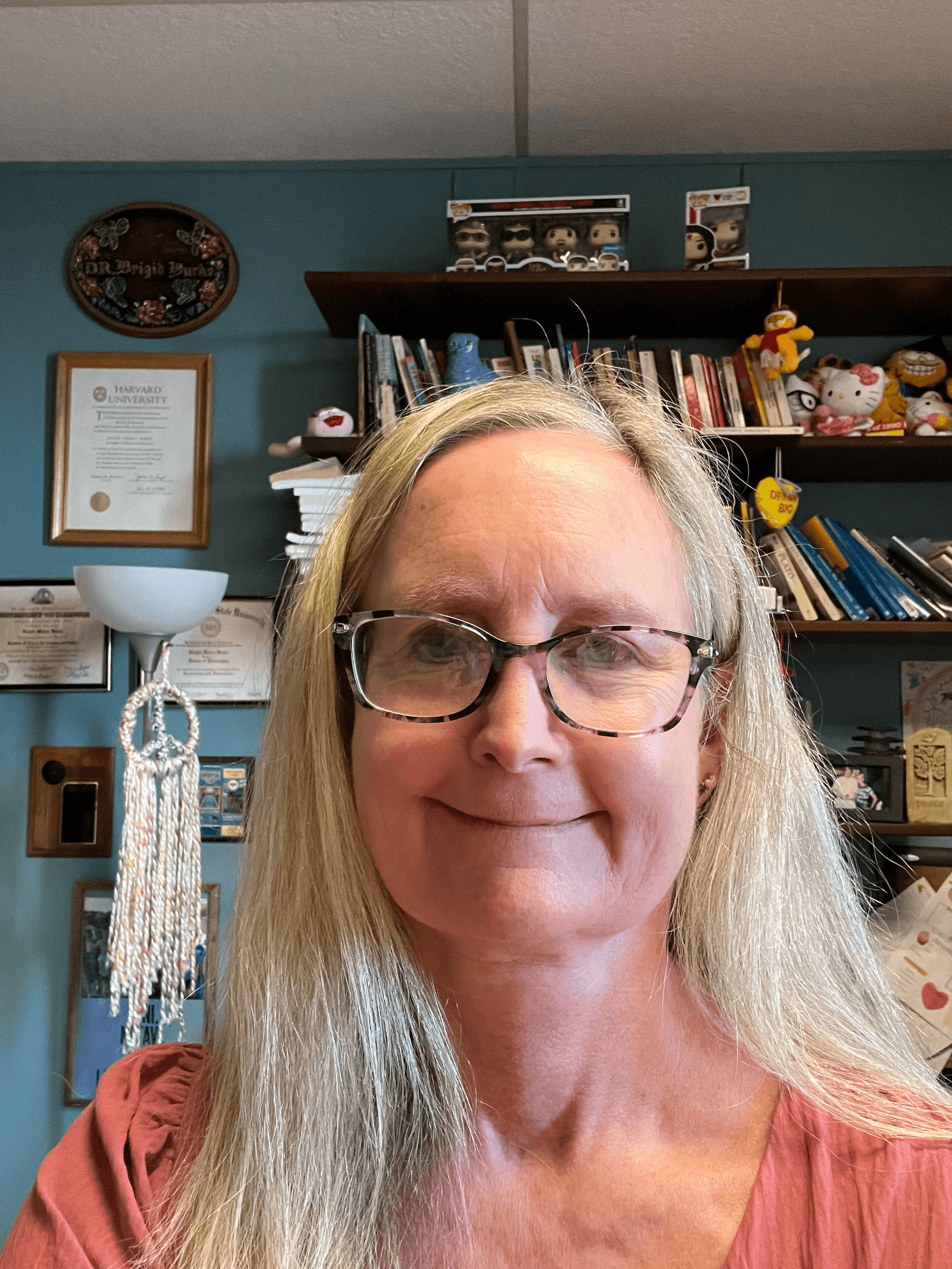 headshot photo of Dr. Brigid Burke in front of a bookcase