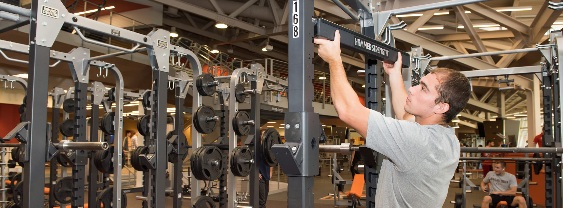 Student using equipment at the BGSU Student Recreation Center