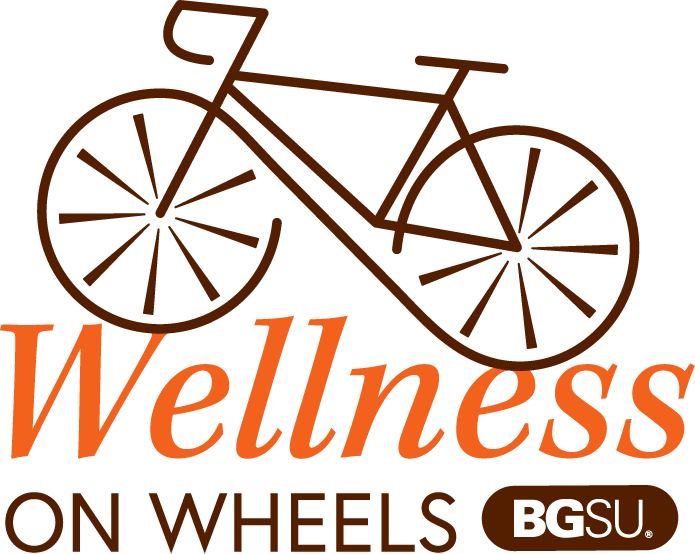 Graphic of a bike with the words Wellness on Wheels at the bottom