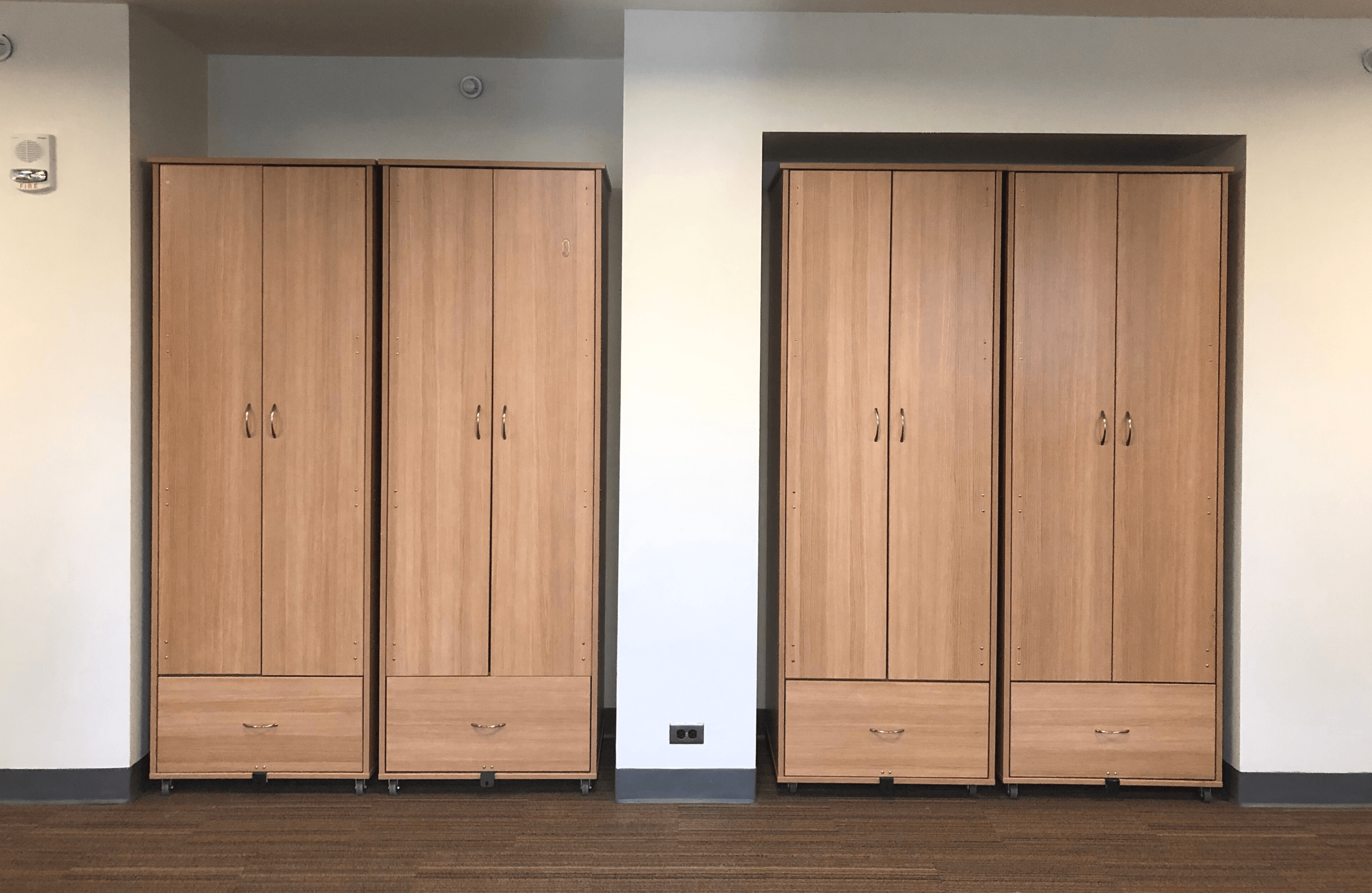 Four wardrobes and trash can