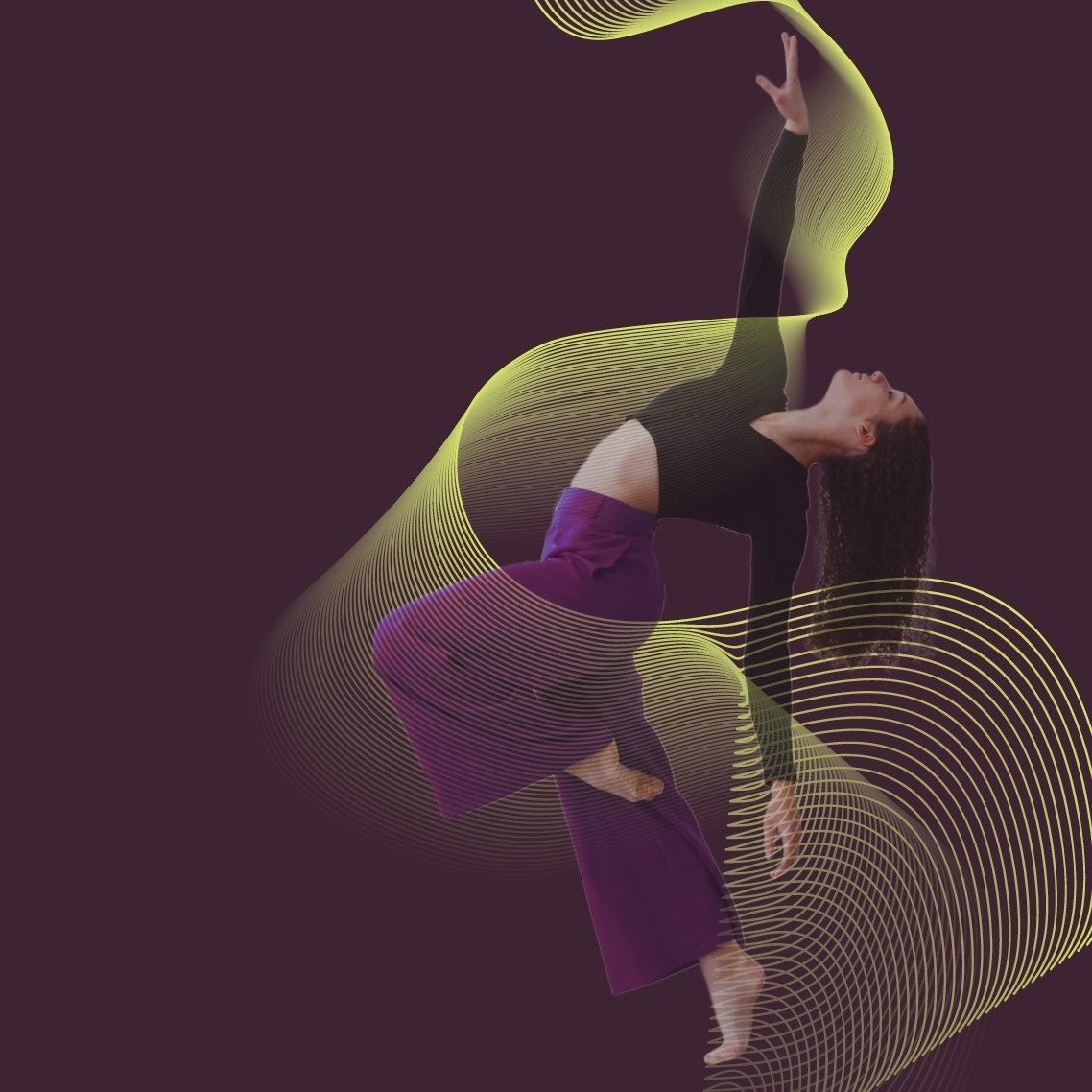 dancer in front of a purple background