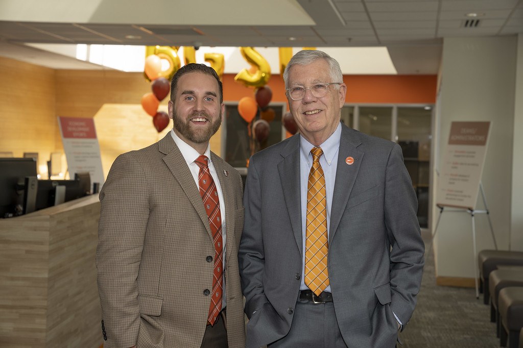 (From left) Kuhlin Hub Executive Director Steve Russell with Mike Kuhlin ‘68